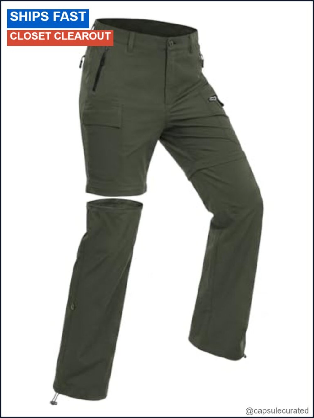 Women's Convertible Hiking Pants Zip-Off 85% Nylon 15% Spandex